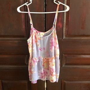 Lavender floral print summer blouse